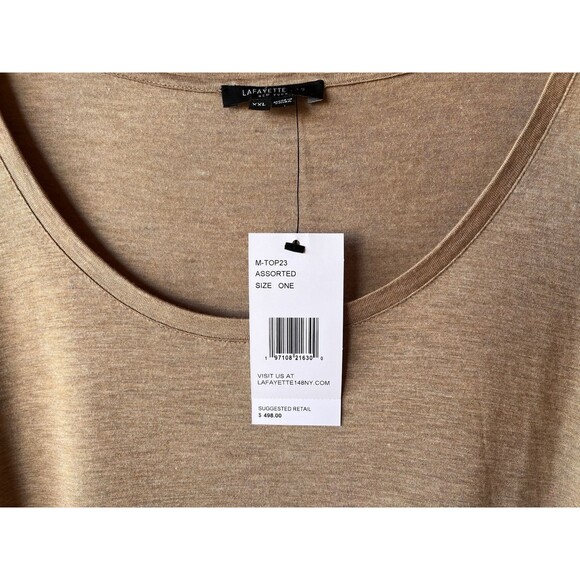 Lafayette 148 womens Scoop Neck Knit Tunic Top size XXL Tan Dolman Sleeve $498 - Picture 3 of 11